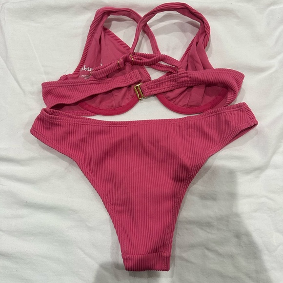 Pink Ribbed Bikini Set - Picture 3 of 3